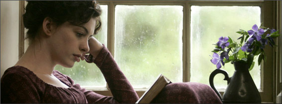 Anne Hathaway as Jane Austen reading Twilight. Haahaa